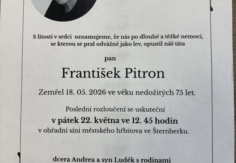 Opustil nás trenér František Pitron